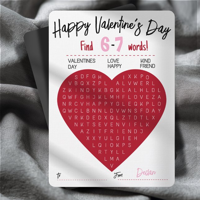 Convites Six Seven Valentine Word Search Heart Exchange (Criador carregado)