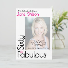 Convites Sixty And Fabulous Birthday Invitation Pink Photo