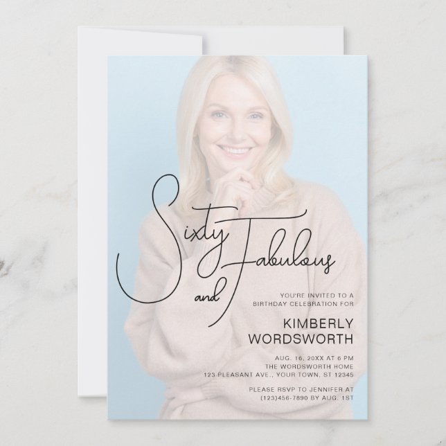 Convites Sixty and Fabulous Photo 60th Birthday Party (Frente)