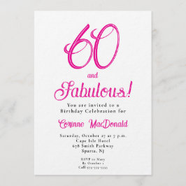 Convites Sixty and Fabulous Script Pink 60th Birthday Party