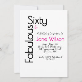 Convites Sixty Fabulous Pink Birthday Chic Invitation