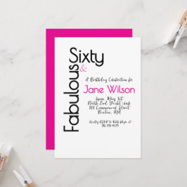 Convites Sixty Fabulous Pink Birthday Chic Invitation
