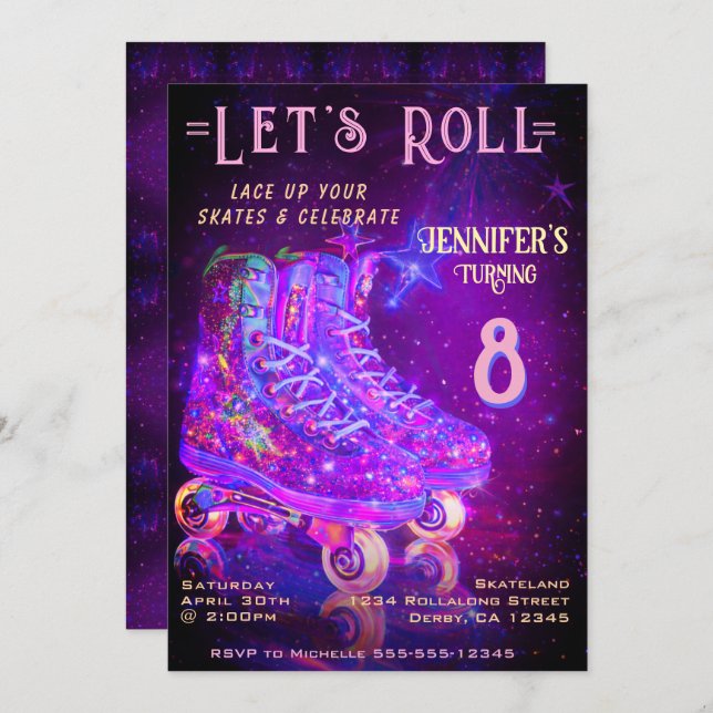 Convites Skate Birthday Party Invitation (Frente/Verso)
