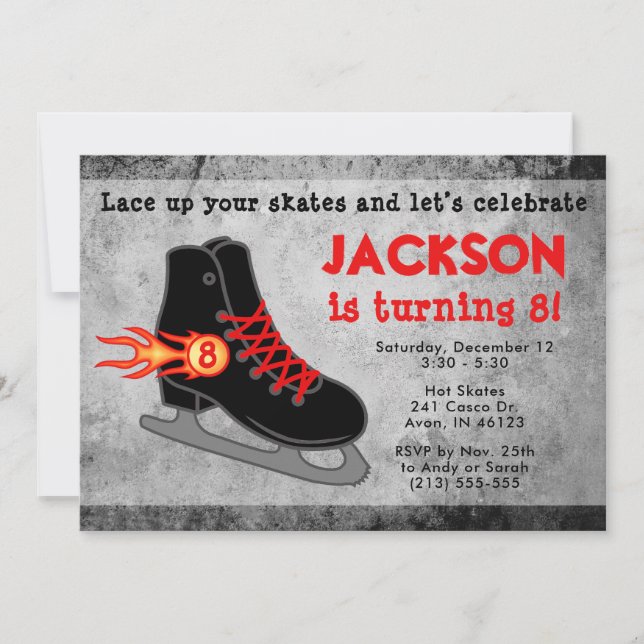 Convites Skate de gelo Extreme Aniversário do Menino (Frente)