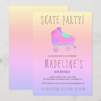Convites Skate de rolo elegante do doce 16 do ombre roxo