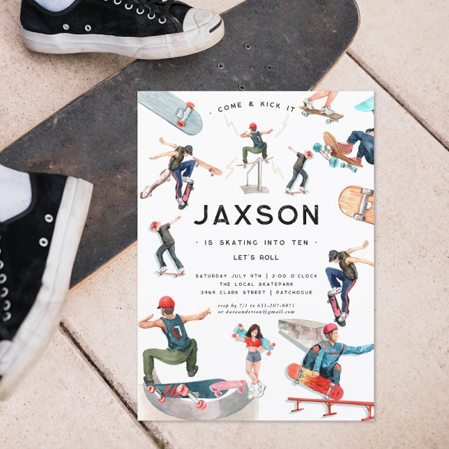 Convites Skate | Festa de aniversário de patins (Criador carregado)