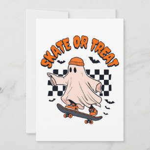 Convites Skate ou Tratar o Dia das Bruxas do Fantasma