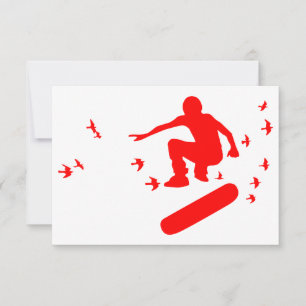 Convites skateboard com pássaros