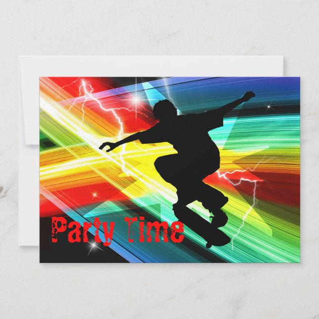 Convites Skateboarder em Criss Cross Lightning Party (Frente)