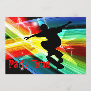 Convites Skateboarder em Criss Cross Lightning Party