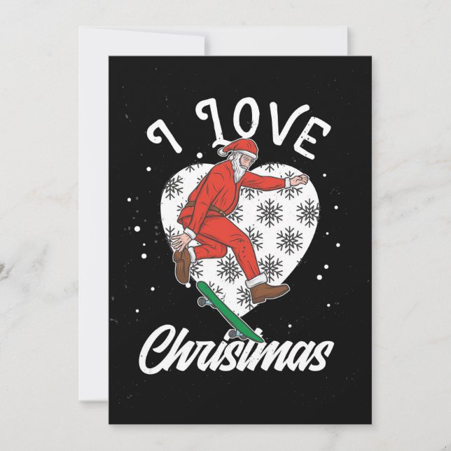 Convites Skateboarder Skateboard Eu Amo Natal (Frente)