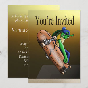 Convites Skateboarder Turtle Birth