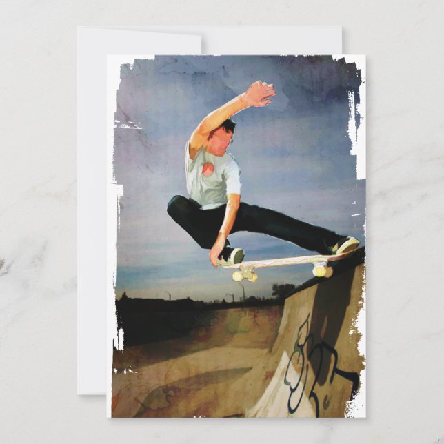 Convites Skateboarding a parede (Frente)