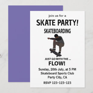 Convites Skateboarding Apenas Siga o Fluxo Skateboarder
