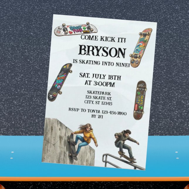 Convites Skateboarding Birthday with Skateboards (Criador carregado)