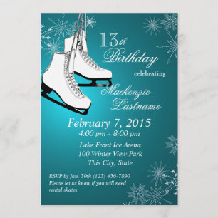Convites Skates de gelo e flocos de neve