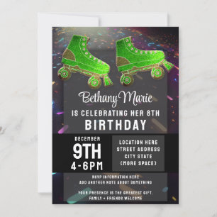 Convites Skates do cilindro do Disco com rotação do Birthda