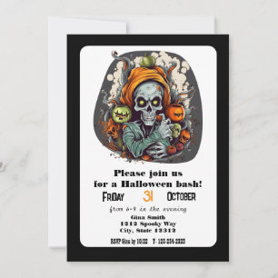 Convites Skeleton Grim Reaper Halloween Bash Party