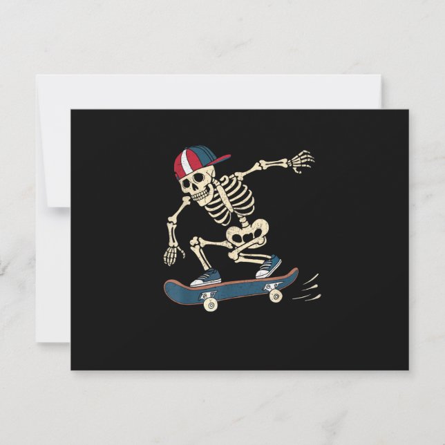 Convites Skeleton Halloween Skate Skateboard (Frente)