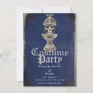 Convites Skeleton Knight Blue Halloween Skull Festa