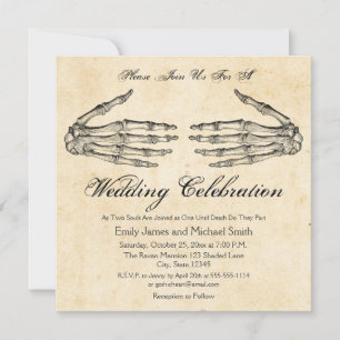 Convites Skeleton Passa Convocação para Casamento Gótico