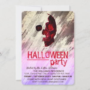 Convites Skeleton Purple Pintou Halloween Aquarela Arte