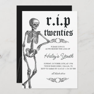 Convites Skeleton RIP 20s aniversário de 30 anos engraçado