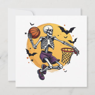 Convites Skeleton Spooky Dunking Basball Hallo