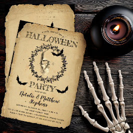 Convites Skeleton Spooky e Bats Wreath Halloween Party