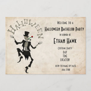 Convites Skeleton Steampunk Solteiro de Halloween B-day Par