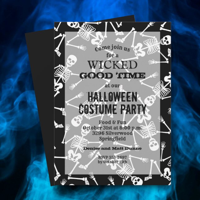 Convites Skeletons Black Halloween (Criador carregado)