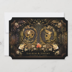 Convites Skeletons de Elegância do Ouro Halloween Junto co