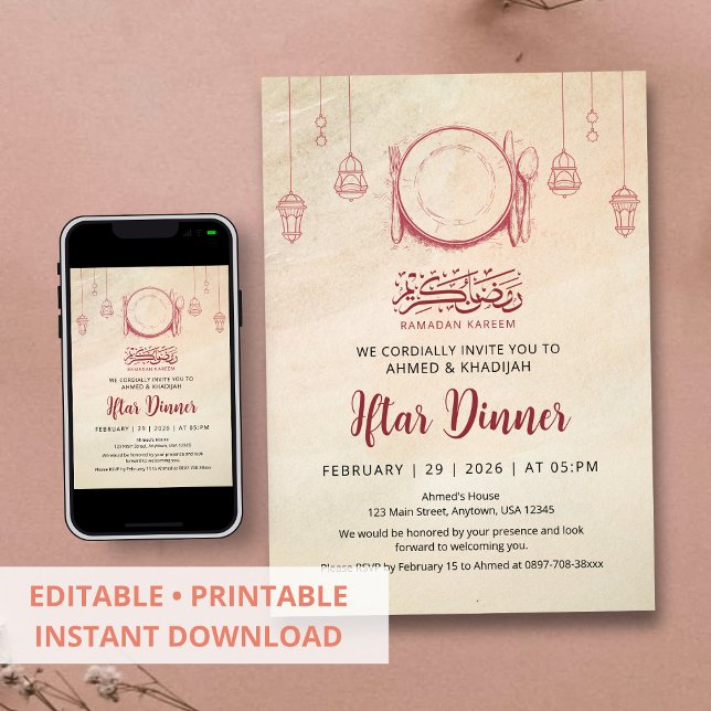 Convites Sketch Style Ramadan Iftar Dinner Invitation (Criador carregado)