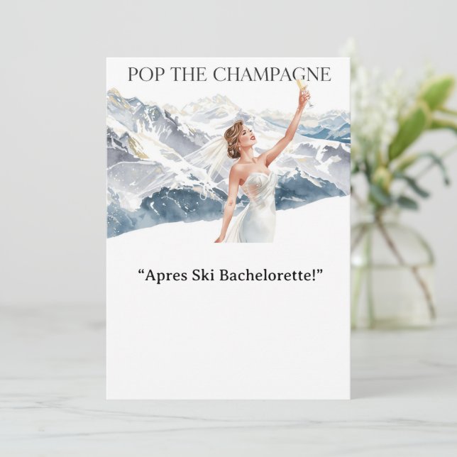 Convites Ski Bachelorette Weekend Bride on the Slopes (Em pé/Frente)