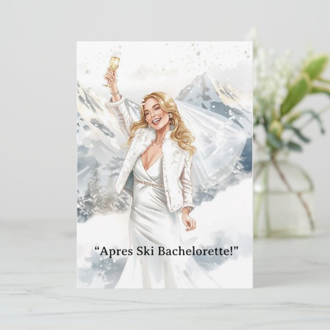 Convites Ski Bachelorette Weekend Bride on the Slopes (Em pé/Frente)