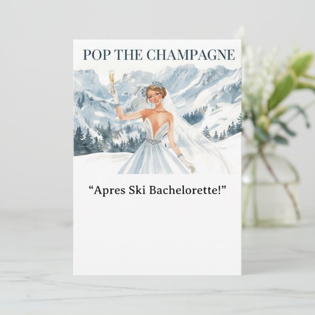 Convites Ski Bachelorette Weekend Bride on the Slopes (Em pé/Frente)