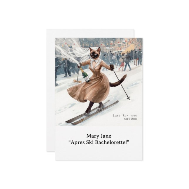 Convites Ski Bachelorette Weekend Bride sobre as Eslopes (Frente/Verso In Situ)