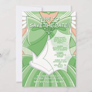 Convites [SKI] Green Magical Girl Birthday Invitation