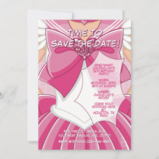 Convites [SKI] Pink Magical Girl Birthday Invitation