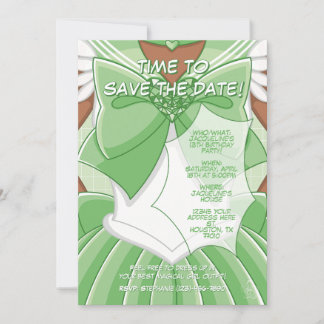 Convites [SKII] Green Magical Girl Birthday Invitation