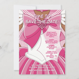 Convites [SKII] Pink Magical Girl Birthday Invitation