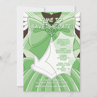 Convites [SKIII] Green Magical Girl Birthday Invitation