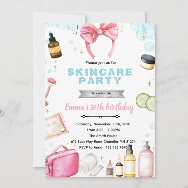 Convites Skincare spa theme invitation (Frente)