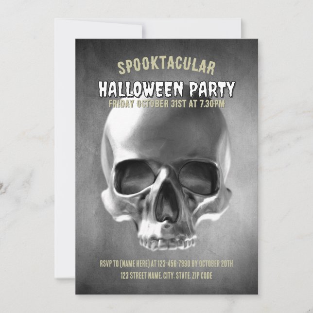 Convites Skull design. Black and white (Frente)