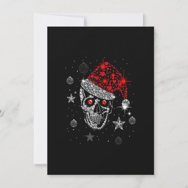 Convites Skull Diamond Santa Hat Oferece Natal Pajama Xma (Frente)