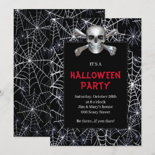 Convites Skull E Crossbones Brancos Do Festa De Halloween C
