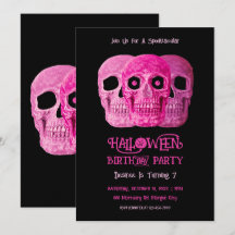 Skull Engraçado Gótico Garota Rosa Rosa Halloween 