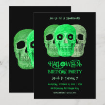 Skull Engraçado Gótico Verde Negro Dia das Bruxas