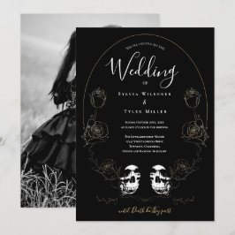 Convites Skull Floral Black Photo Gothic