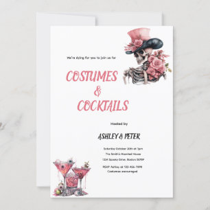 Convites Skull Halloween Cocktails & Costumes Party